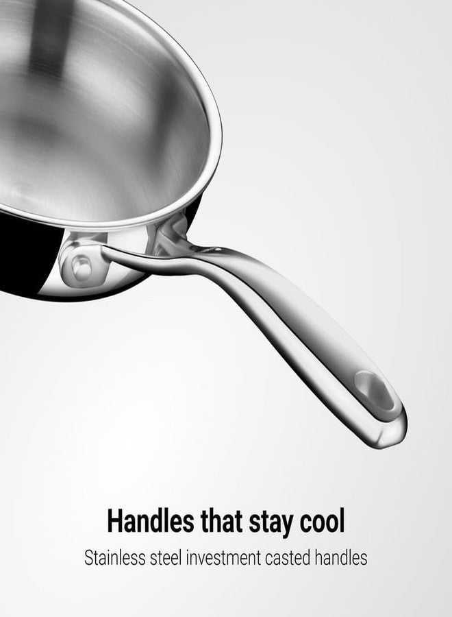 ستال مقلاة ستال ثلاثية الطبقات من الفولاذ المقاوم للصدأ، سعة 0.6 لتر، قطر 16 سم، بدون غطاء، قاعدة للطهي بالحث - Image 4